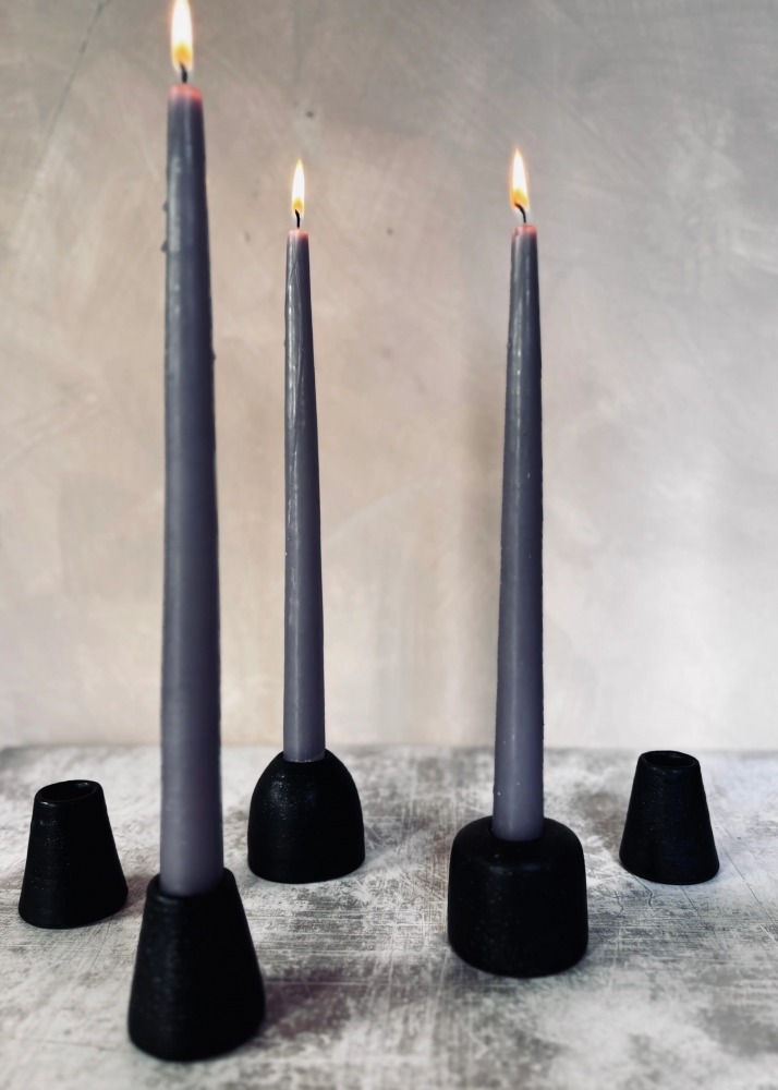 Black matte candlestick - rounded square