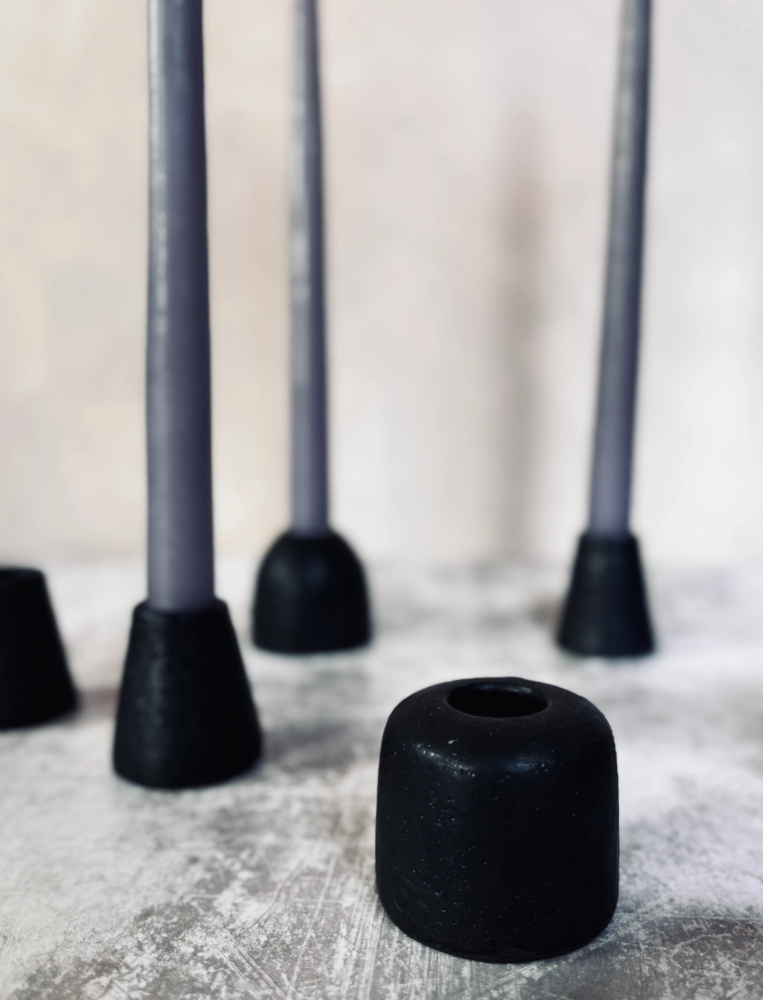Black matte candlestick - rounded square