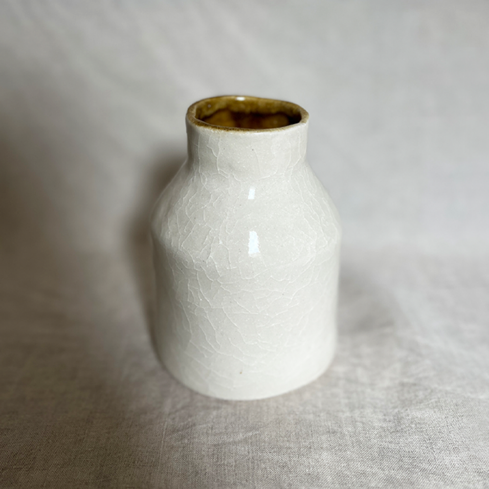 Milk Bottle Vase in Porcelain Honey