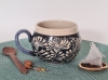 Floral sgraffito mug