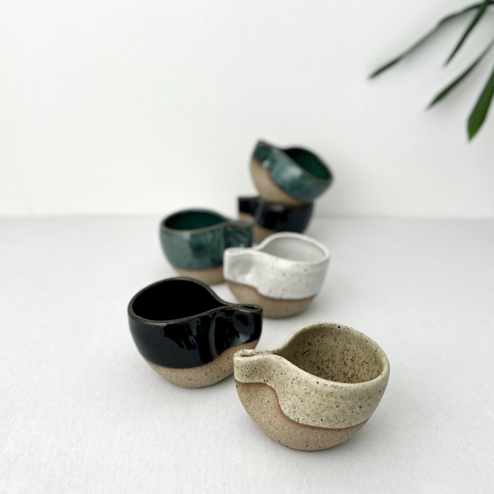 Handmade Ceramic Pinched Cup, Handcrafted Squeezed Mug, Unique Finger Print Ceramic Cup, 2-3 oz