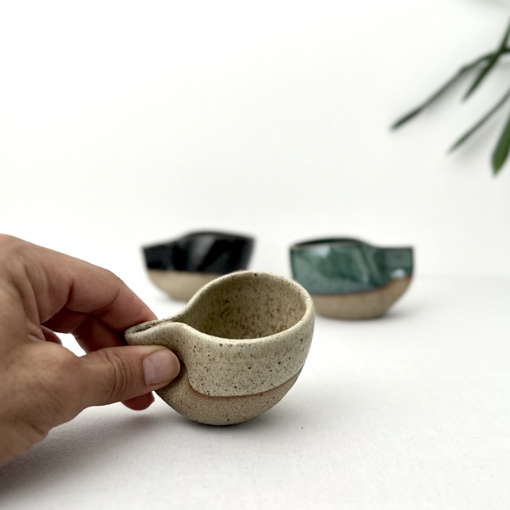 Handmade Ceramic Pinched Cup, Handcrafted Squeezed Mug, Unique Finger Print Ceramic Cup, 2-3 oz
