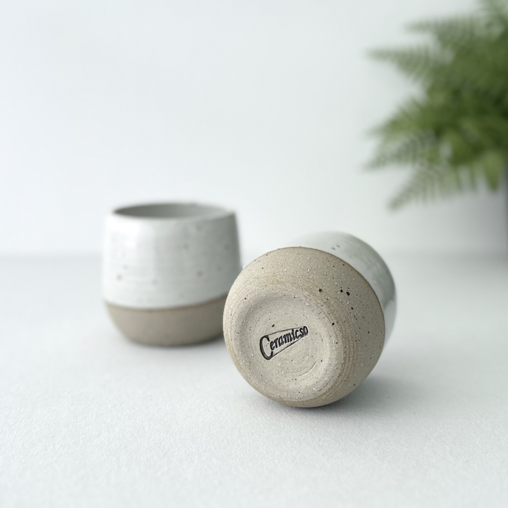 Handmade white stylish ceramic cup, handcrafted luxury coffee cup, stoneware white espresso mug, 4-6 oz
