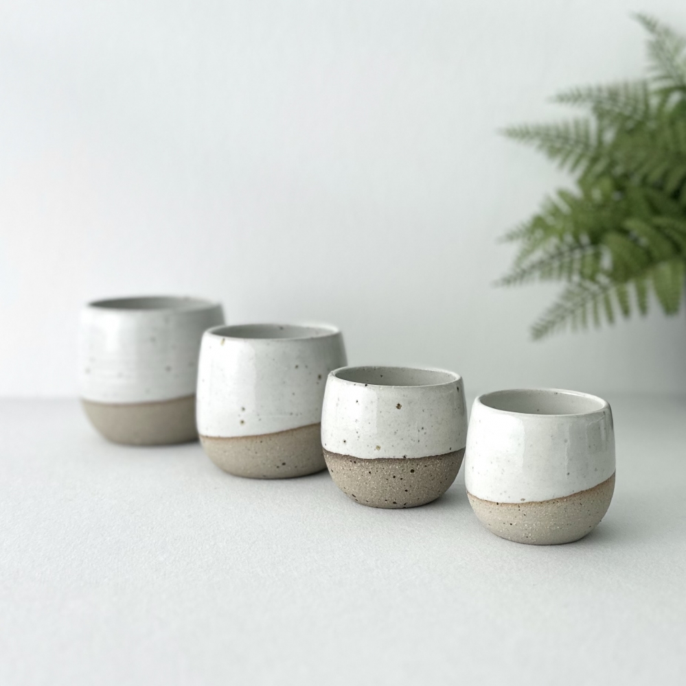 Handmade white stylish ceramic cup, handcrafted luxury coffee cup, stoneware white espresso mug, 4-6 oz