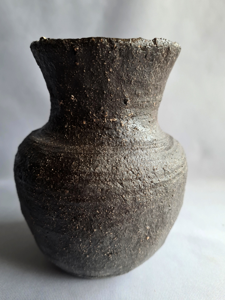 Contemporary Handcrafted Black Rustic Vase