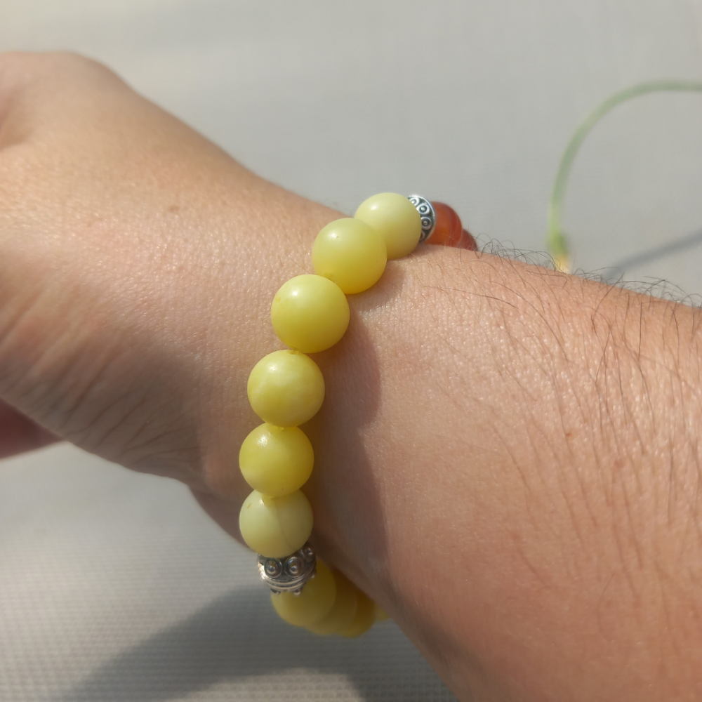 Bracelet bonbon jaune - Pierres Naturelles Cornaline et Jade d'Australie