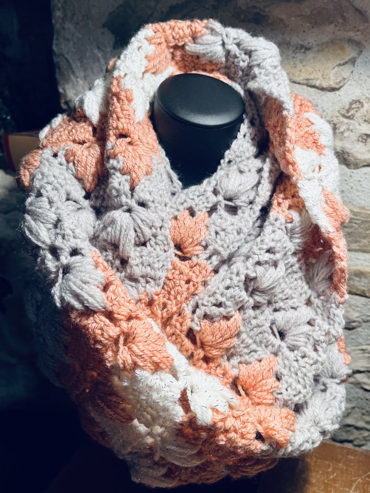 Snood érable rose pailleté gris