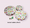 lot de 3 charlottes couvre plat coton BIO doublé PUL certifié contact alimentaire