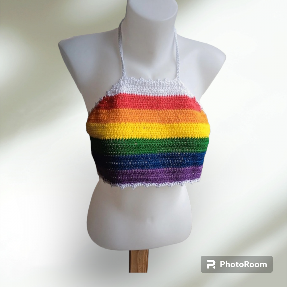  Crop top rainbow / rainbow Halter top / lgbtqia+ 