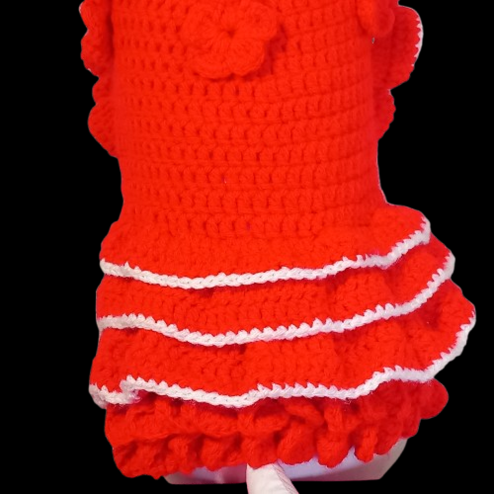 Robe plus son chapeau assorti ( en option )pour chien d'environ 3.5 kg fait main au crochet avec amour.