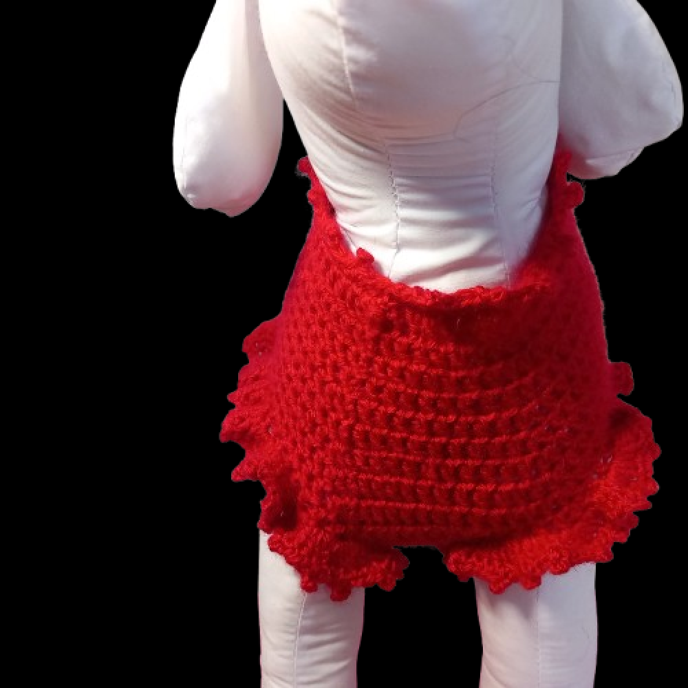 Robe rouge avec son chapeau assorti pour chien d'environ 3 kg fait main au crochet avec amour.