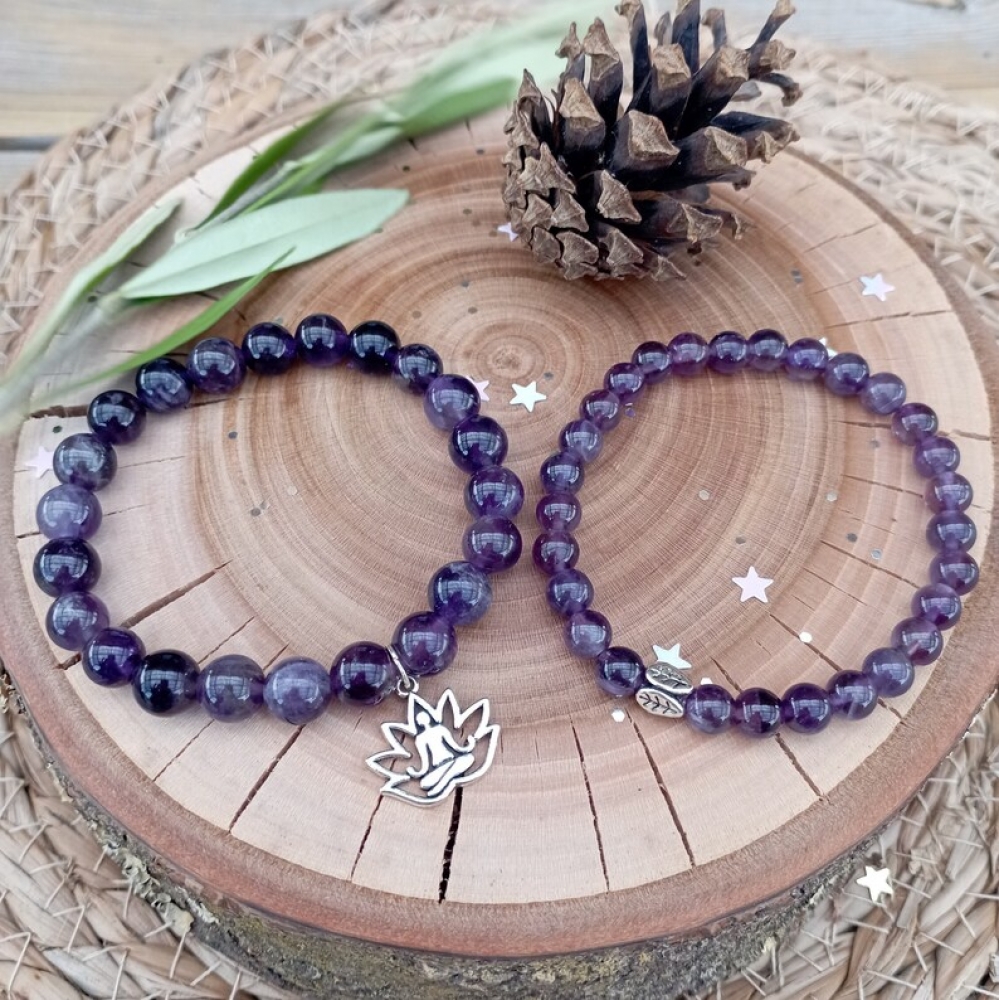 Bracelet en améthyste: \" Paix interieur-calme\"  ✨ Livraison offerte  