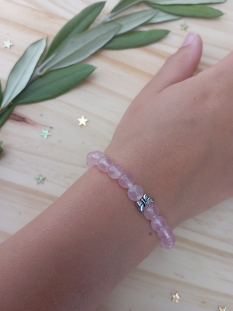 Bracelet enfant en quartz rose \" Amour- douceur- tendresse \" ✨ Livraison offerte  