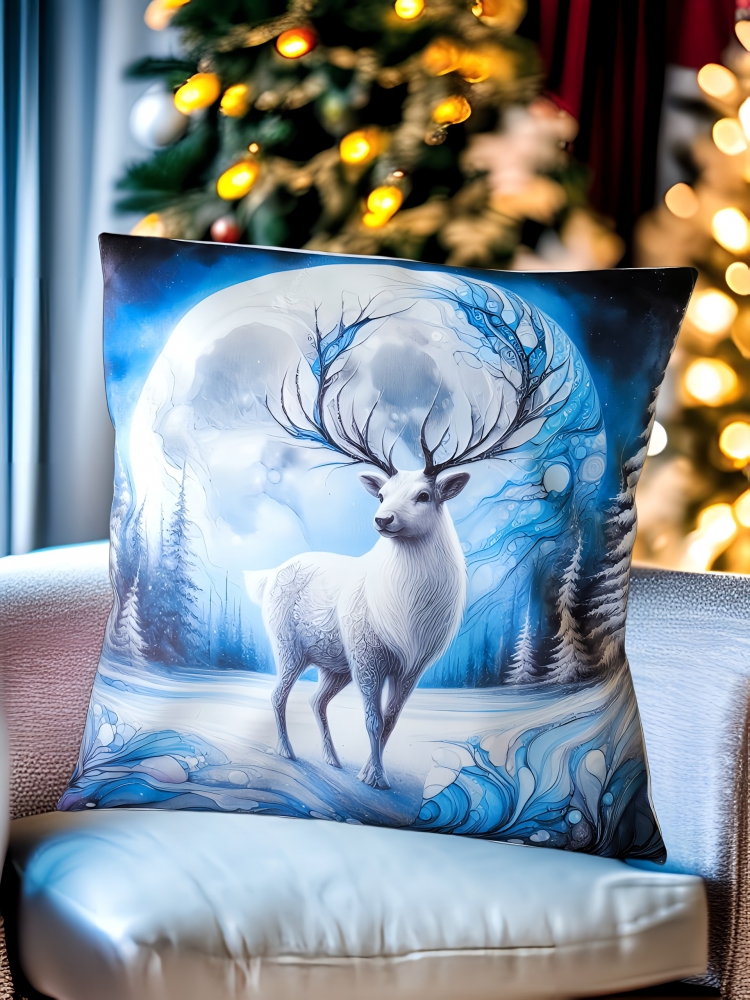 Housse de coussin velours le cerf blanc