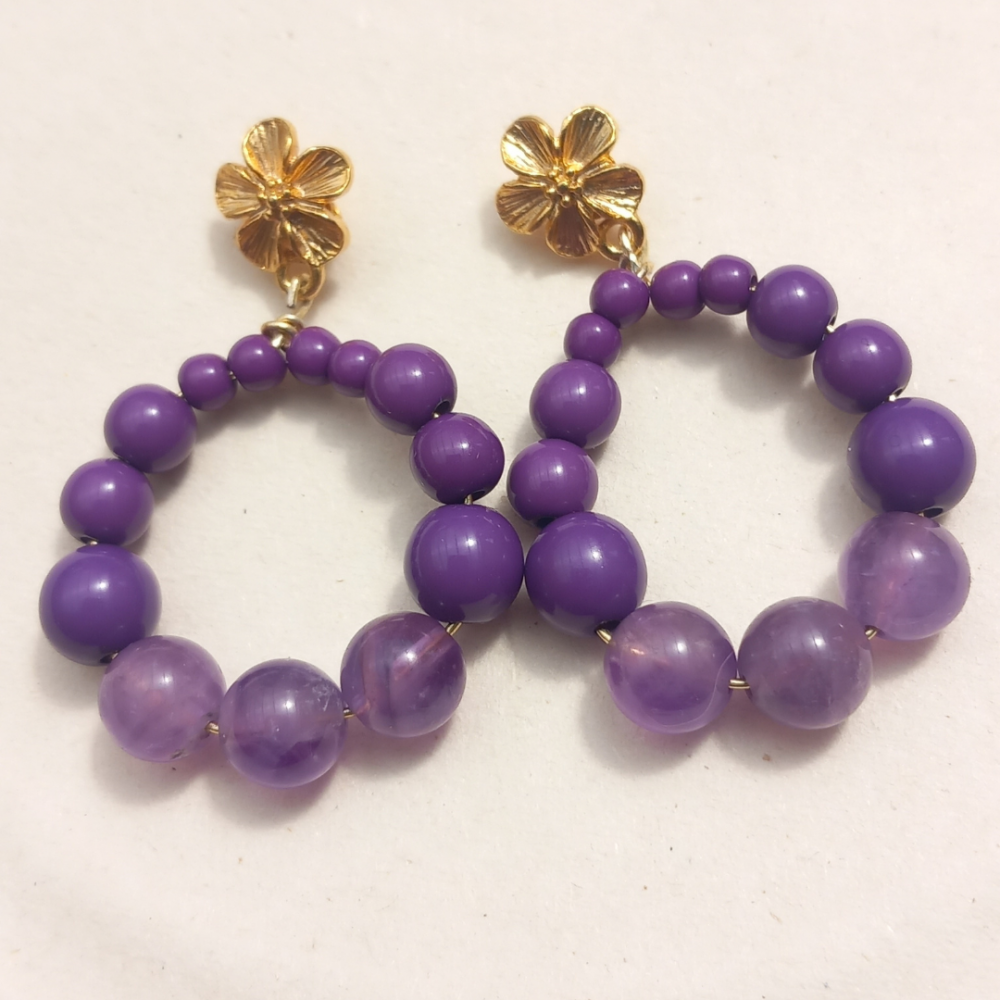 Boucles d'oreilles Pop - Violet - Améthyste