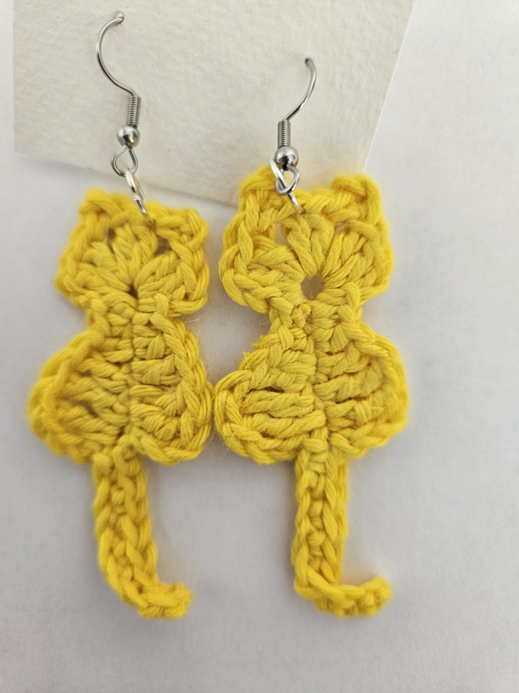 Boucles d'oreilles chat au crochet