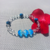 Bracelet Luciole bleu - Perles En Verre Hotaru  d'Okinawa - Cristal de roche