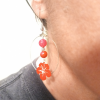 Boucles d'oreilles créoles fleur rouge - Perles rouge