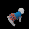 Robe pour chien d'environ 3.5 kg  4 volants collection bicolore bleu/orange + chapeau assorti en option