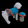 Robe pour chien d'environ 2.5 kg  3 volants collection bicolore bleu/orange + chapeau assorti en option