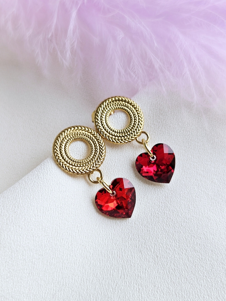 Boucles-d-oreilles en acier avec cristaux 