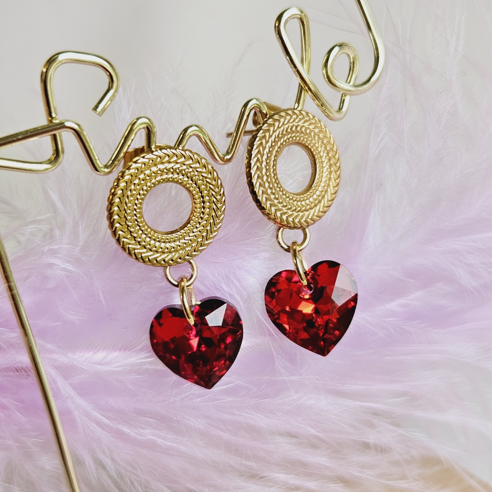 Boucles-d-oreilles en acier avec cristaux 