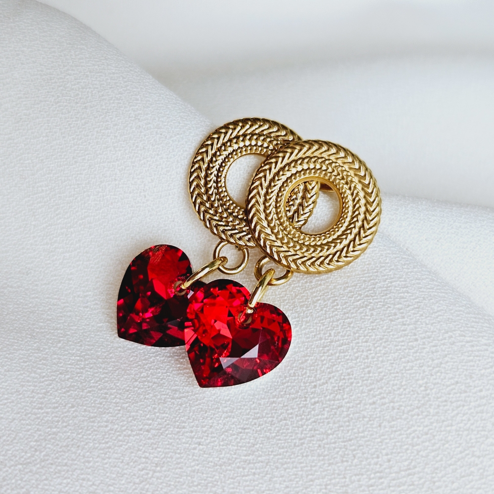 Boucles-d-oreilles en acier avec cristaux 