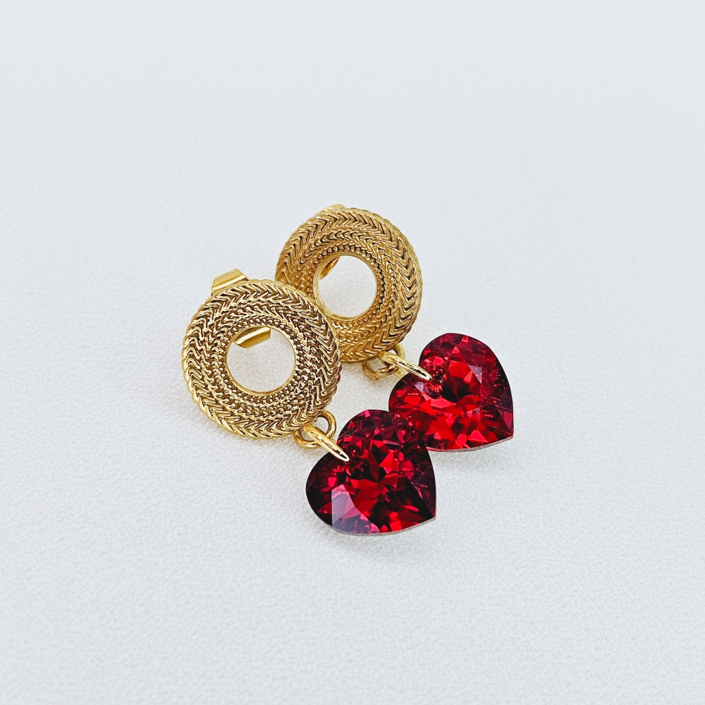 Boucles-d-oreilles en acier avec cristaux 