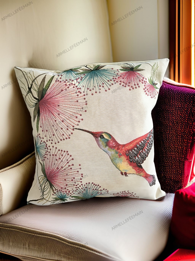 Housse de coussin colibri 