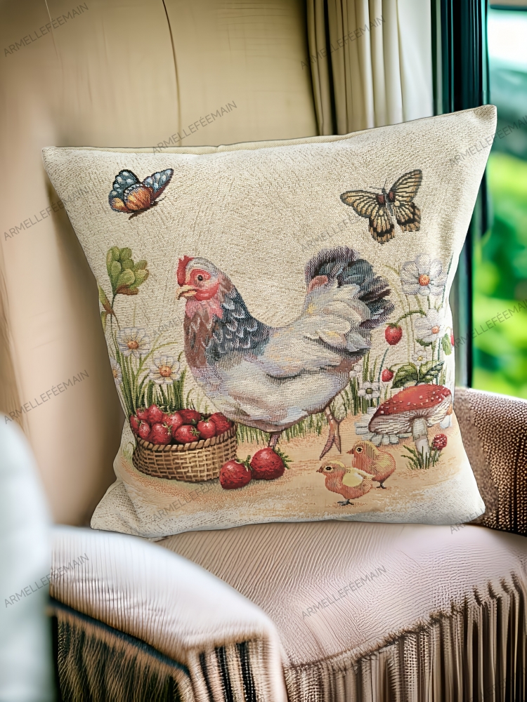 Housse de coussin la poulette 