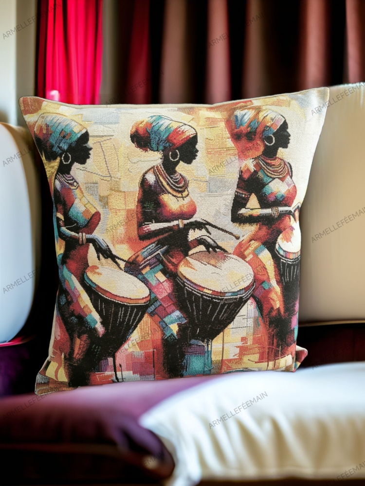 Housse de coussin musique africaine 