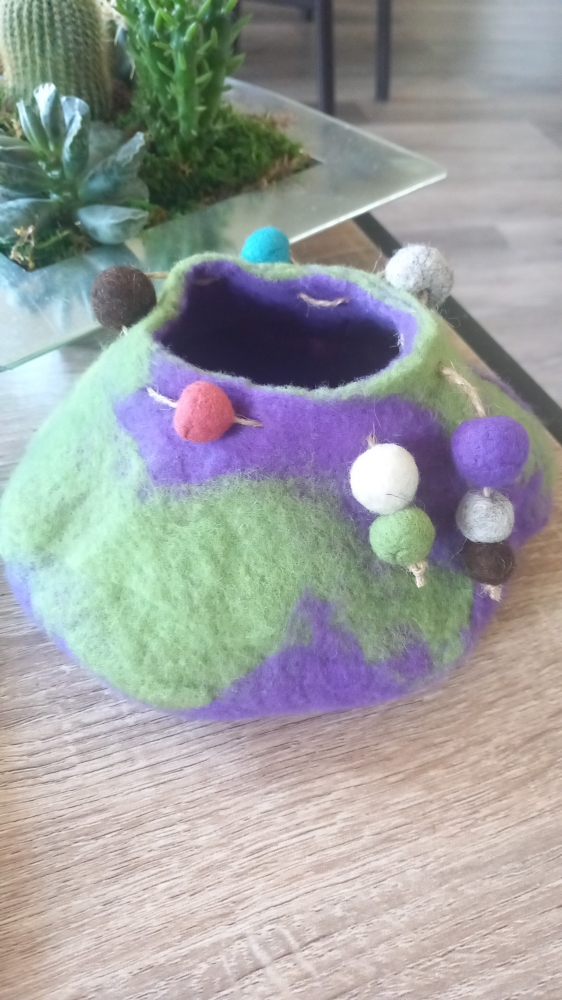 Panière feutrée ronde multicolore 