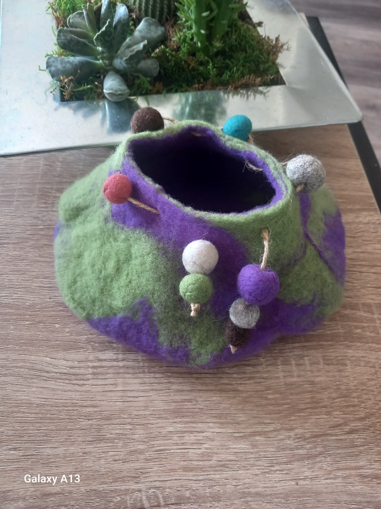 Panière feutrée ronde multicolore 