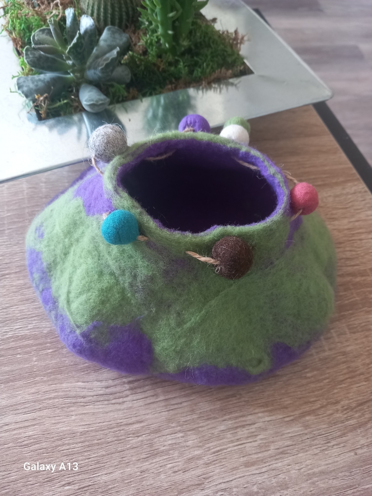 Panière feutrée ronde multicolore 