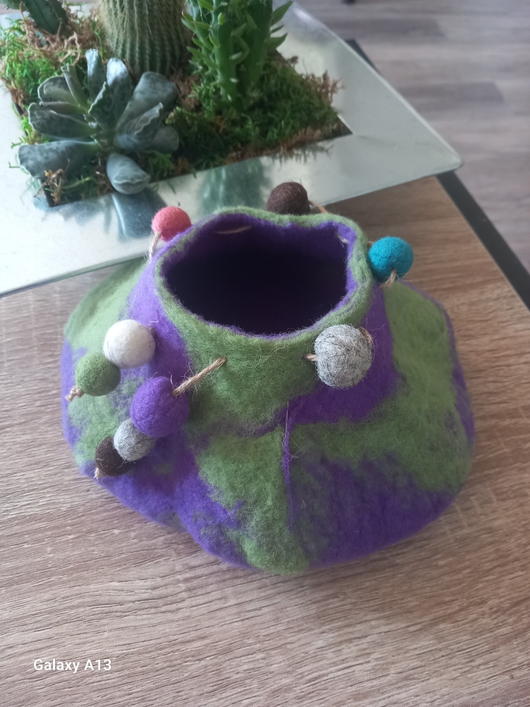 Panière feutrée ronde multicolore 