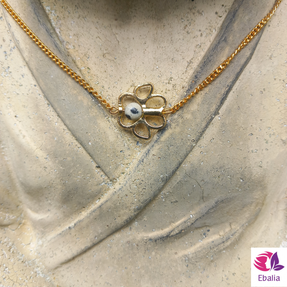 🐾 Collier tendresse \"Mon Fidèle Compagnon\" - Patte de Chien / Chat, Jaspe Dalmatien🐾