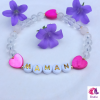 Bracelet Personnalisé \"Amour Éternel\" - Mot - lettres personnalisable, Cœurs nacrés personnalisable- Cristal de Roche - quartz rose