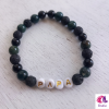  Bracelet Homme \"Petit Mot Tendre\" - Pierres Naturelles (Lave, Onyx, Agate Mousse) & Message Personnalisé