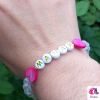 Bracelet Personnalisé \"Amour Éternel\" - Mot - lettres personnalisable, Cœurs nacrés personnalisable- Cristal de Roche - quartz rose