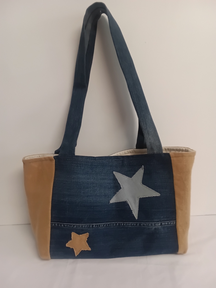 Grand sac en jute et jean