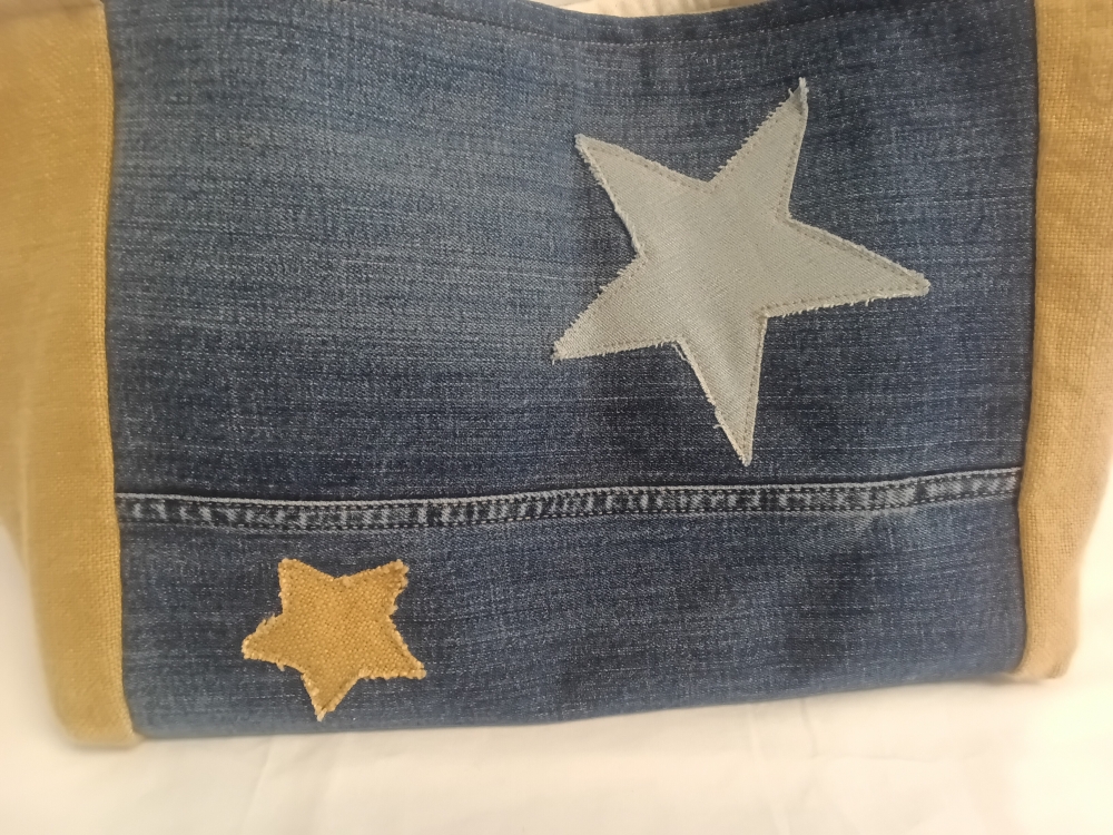 Grand sac en jute et jean