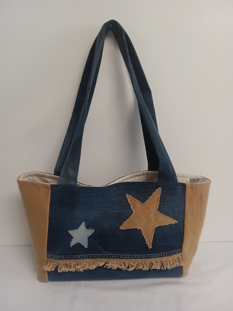 Grand sac en jute et jean