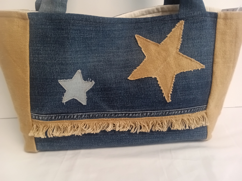 Grand sac en jute et jean