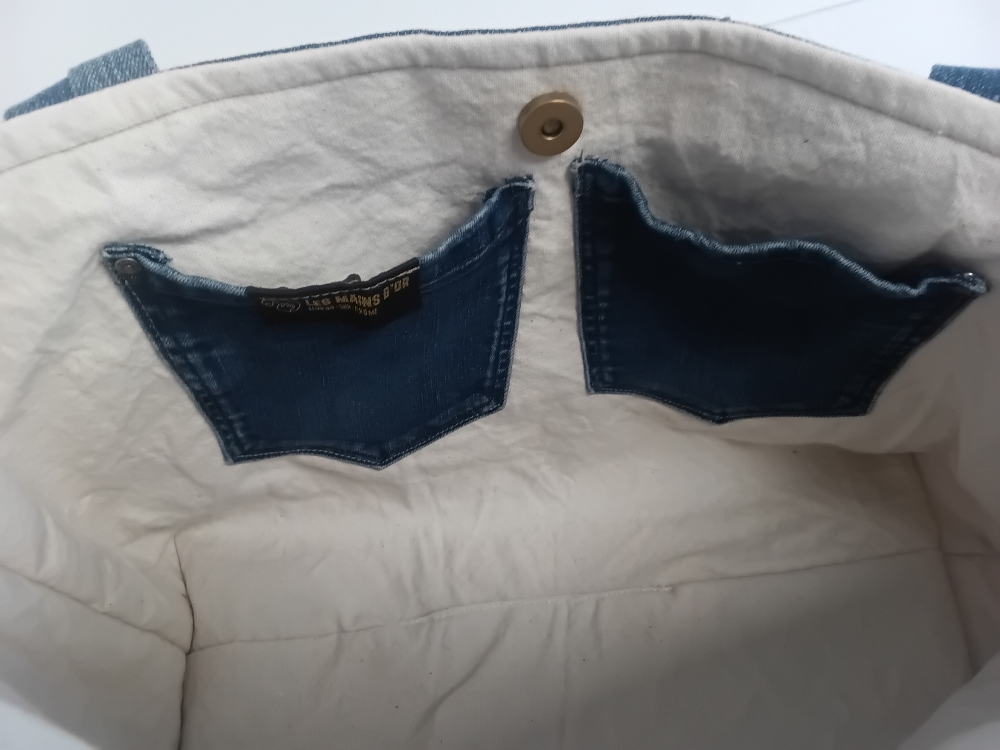 Grand sac en jute et jean