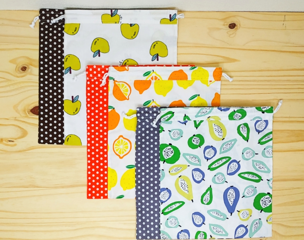 Lot de 4 sacs à vrac (2x S+M ou 2x L+XL), pochette réutilisable zéro déchet Fruits