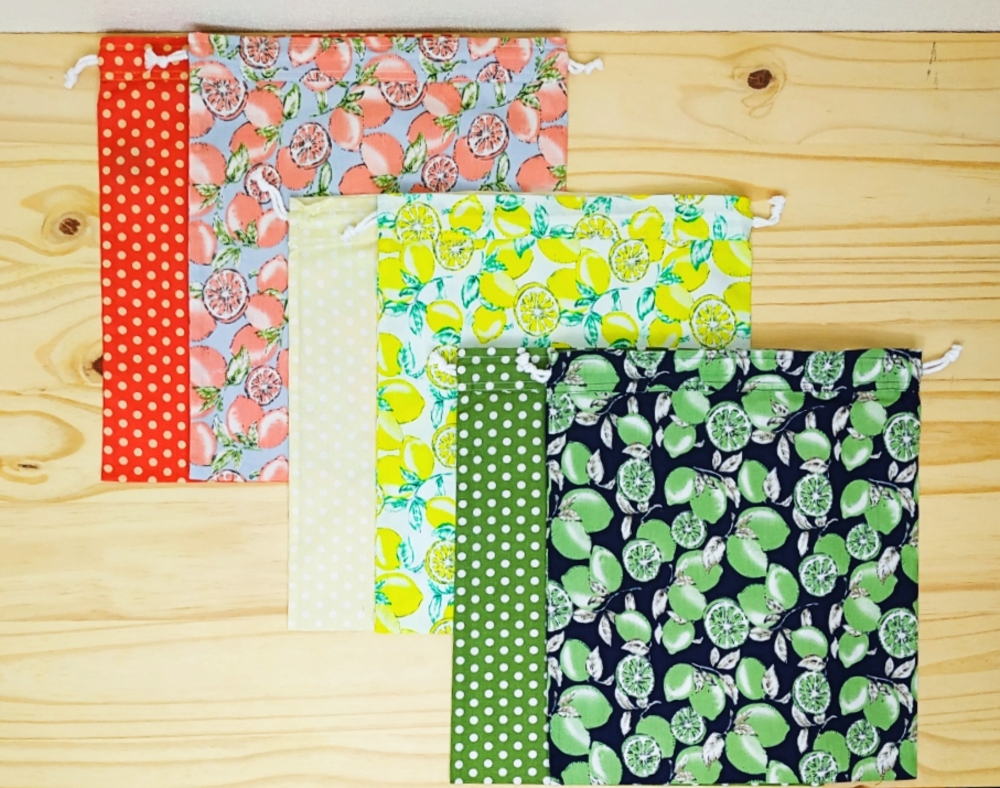 Lot de 4 sacs à vrac (2x S+M ou 2x L+XL), pochette réutilisable zéro déchet Agrumes