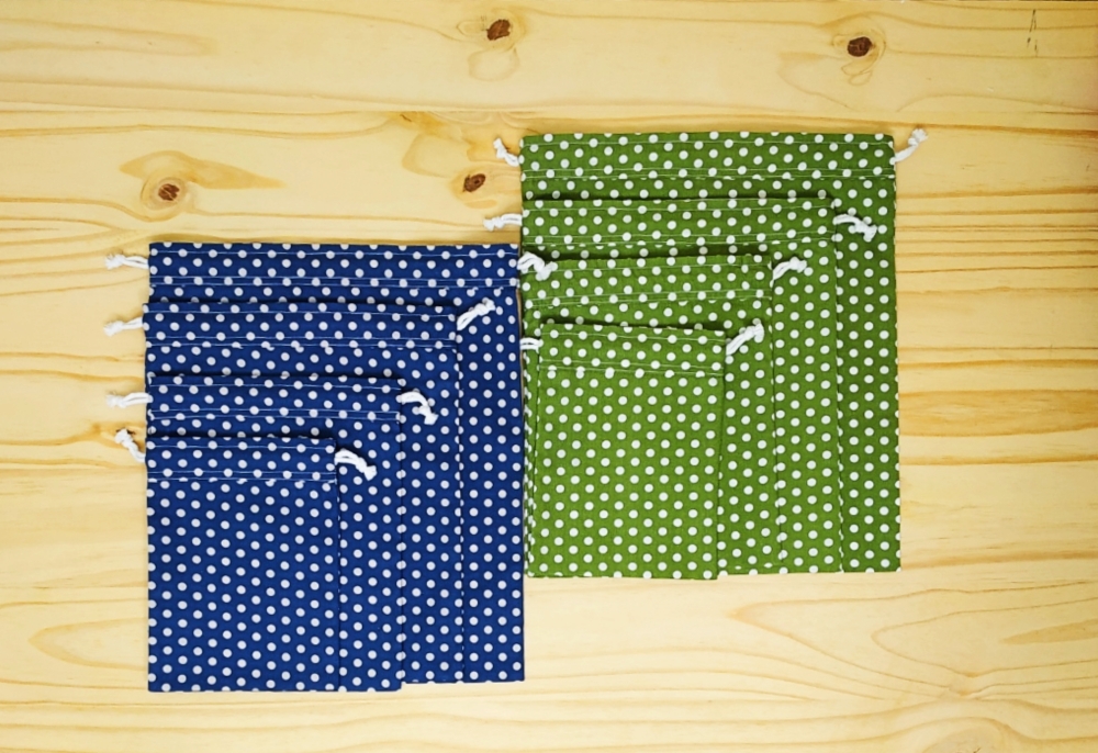 Lot de 4 sacs à vrac, 13 couleurs disponibles, tissu oeko-tex