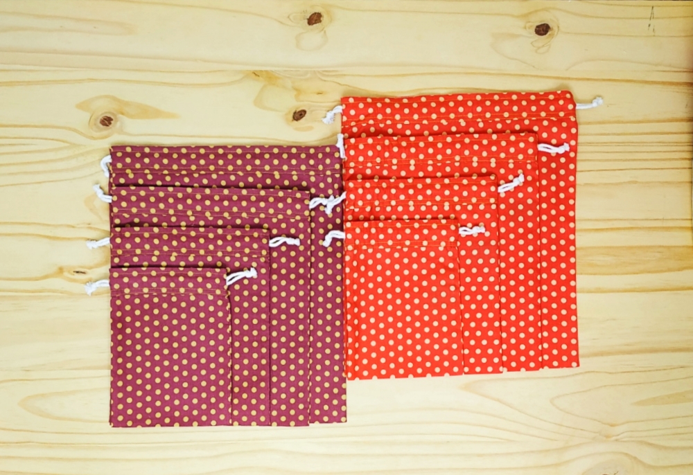 Lot de 4 sacs à vrac, 13 couleurs disponibles, tissu oeko-tex