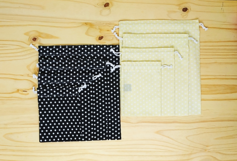 Lot de 4 sacs à vrac, 13 couleurs disponibles, tissu oeko-tex