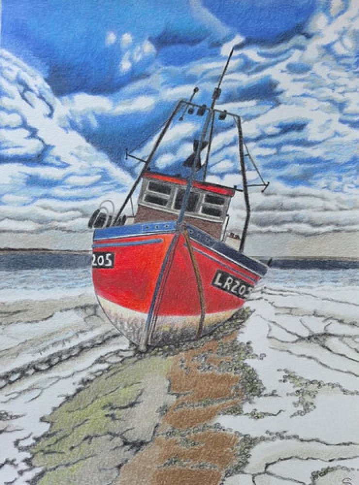 Bretagne 6, dessin original aux crayons de couleurs